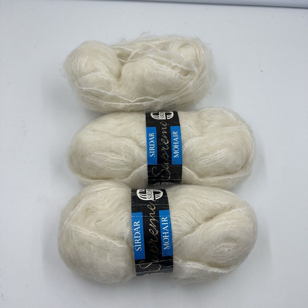 2 1/2 Sirdar Supreme Mohair Yarn 50 gr. Cream #038955 103 New Discontinued VTG